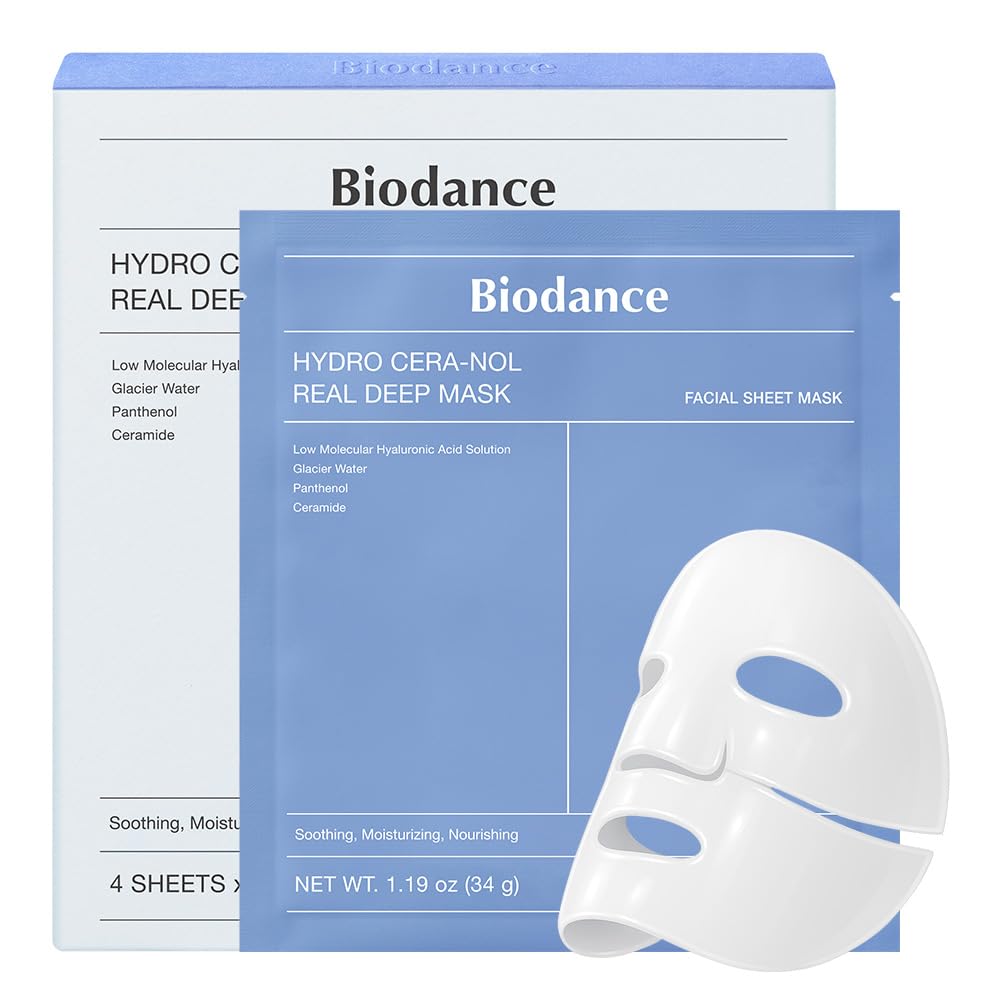 BIODANCE Bio-Collagen Real Deep Mask, Hydrating Overnight Hydrogel Mask, Pore Minimizing, Elasticity, Plumping Improvement, Korean Skincare, Stocking Stuffers for Teen Girls | 1.19Oz(34G) X 4Ea