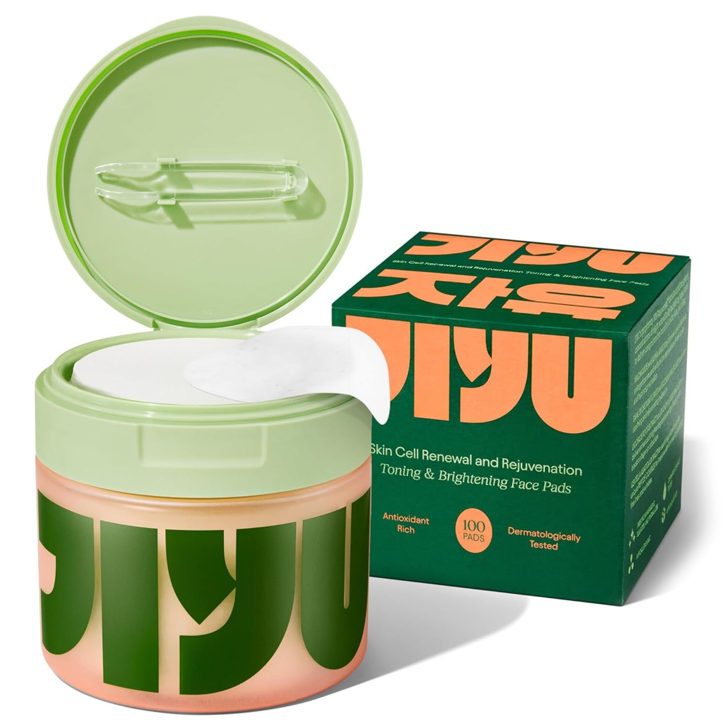 Jiyu Toning Polish Pads - Korean Skincare for Dark Spots, Wrinkles & Dull Skin - Hydrating Facial Treatment with Snail Mucin, Niacinamide, Peptides & Centella - 100 Count