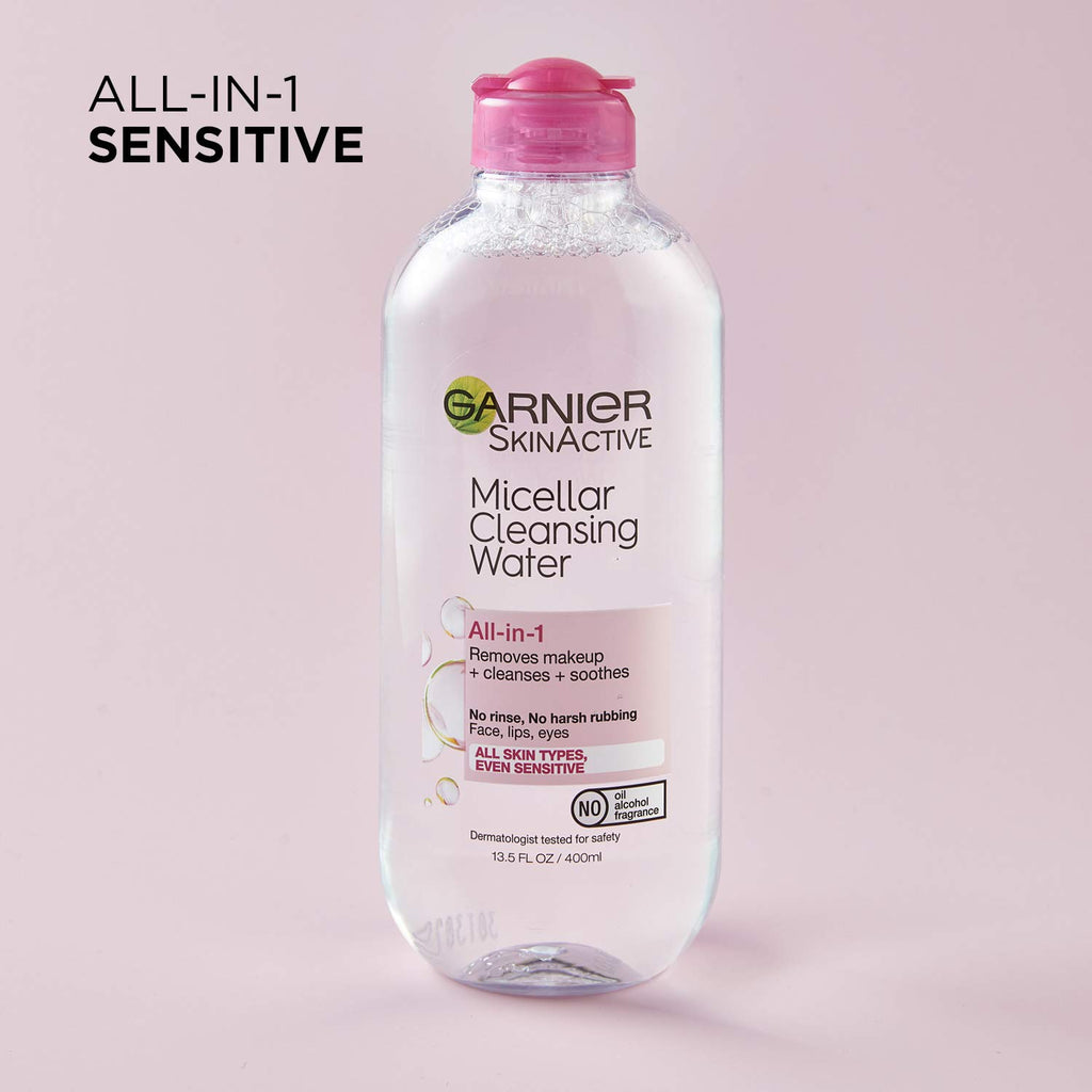 Garnier Micellar Water, Hydrating Facial Cleanser & Makeup Remover, Suitable for Sensitive Skin, Vegan, Cruelty Free, 13.5 Fl Oz (400Ml), 1 Count