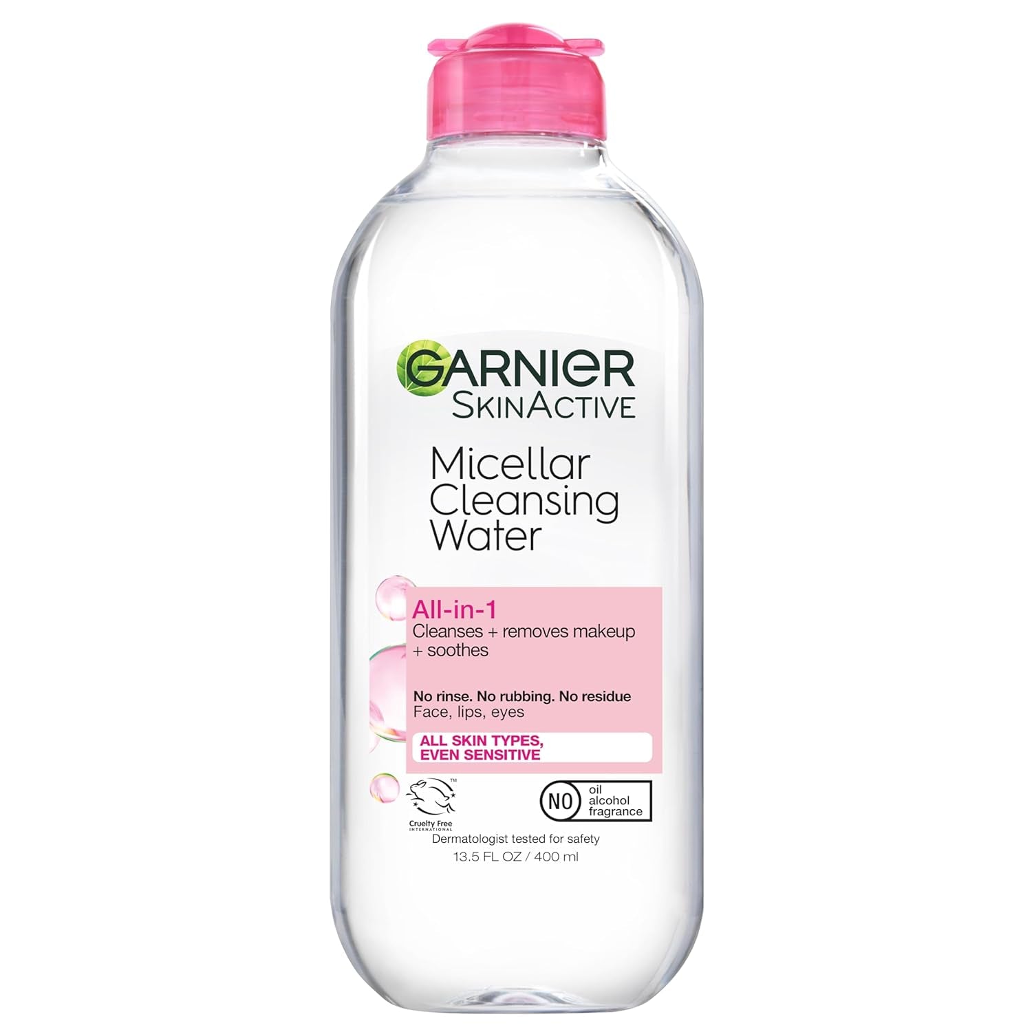 Garnier Micellar Water, Hydrating Facial Cleanser & Makeup Remover, Suitable for Sensitive Skin, Vegan, Cruelty Free, 13.5 Fl Oz (400Ml), 1 Count